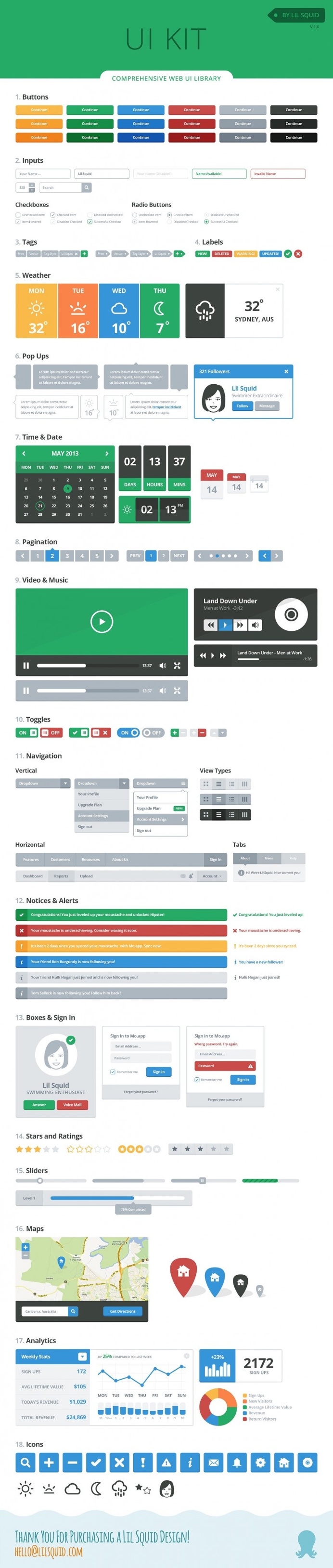 Lil UI Kit – PSD Vector UI Library