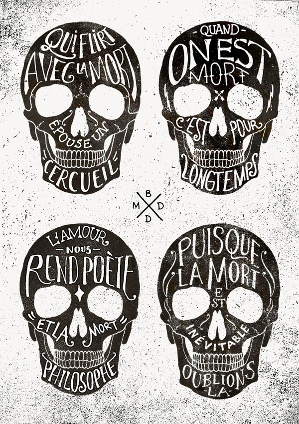 Skulls & Quotes #quotes #bmd #illustration #french #skulls #typography