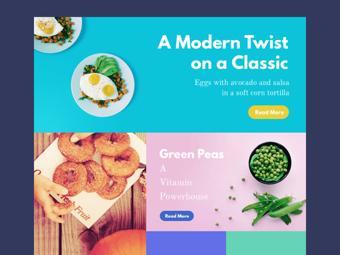 food magazine layout with fresh and vibrant colors