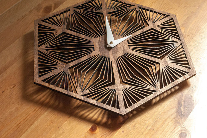 laser-cut-wall-clock #cut #leather #laser
