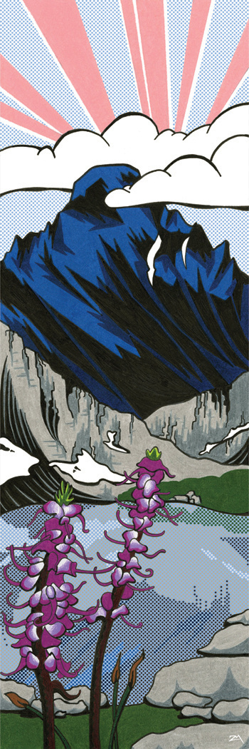 Longs Lichtenstein #mountain #colored #illustration #nature #scenery #lichtenstein #pencil #flowers