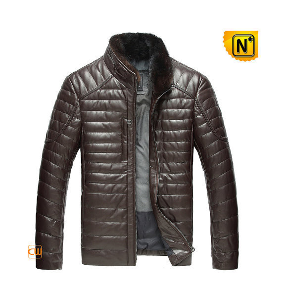 Mens Fur Trimmed Down Quilted Jacket CW860035 #jacket #down #leather