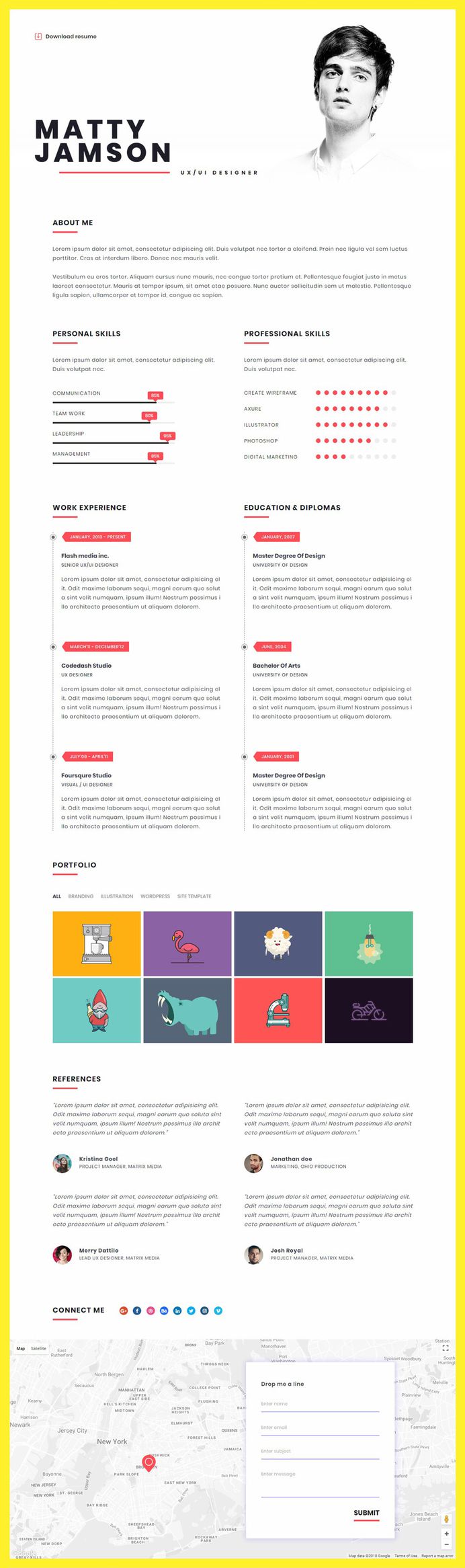 FLATR – Vcard, CV, Resume & Portfolio