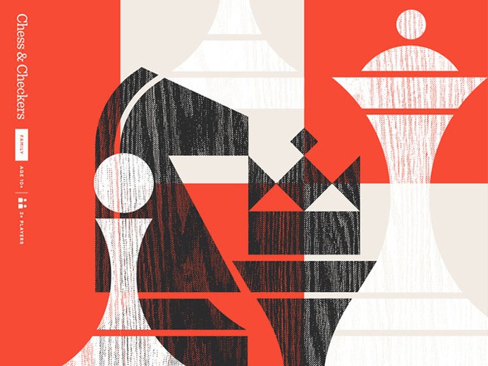 game_gallery_dribbble_chess_checkers Using a red color palette and the various shades of red