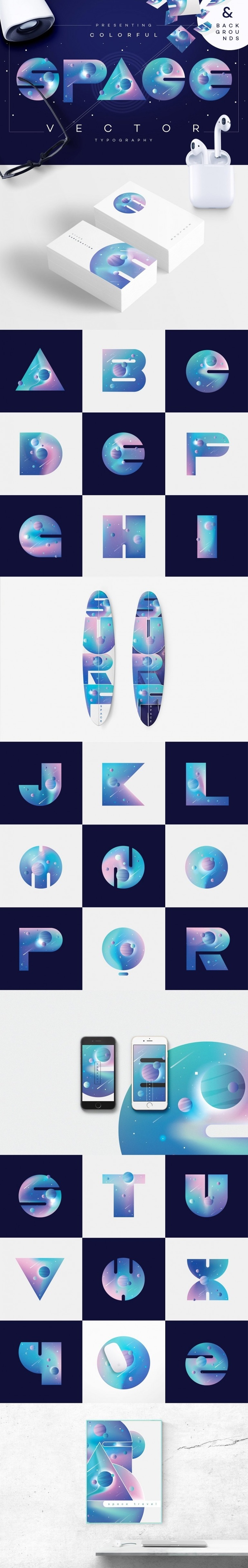 Colorful Space-vector typography