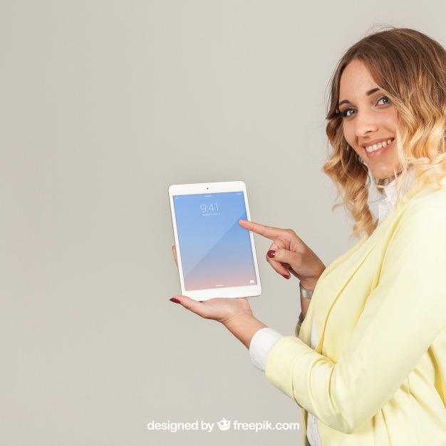 Businesswoman showing tablat Free Psd. See more inspiration related to Mockup, Business, Technology, Template, Woman, Girl, Mobile, Photoshop, Mock up, Tablet, Company, Modern, App, Clean, Mobile app, Display, Business woman, Smart, Device, Up, Object, Businesswoman, Feminine, Realistic, High resolution, Lcd, High, Mock, Resolution and Showing on Freepik.