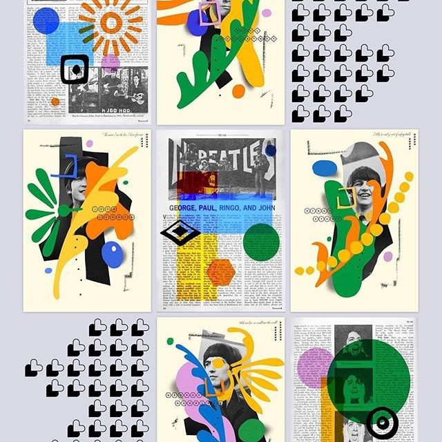 ❤️ 💛 💚 💙 💜 🖤 / from my latest 'Shapes of Beatlemania' collage project. • • #art#design#collage#color#project#artist#