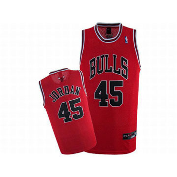 Michael Jordan #45 Red Nike Bulls Jersey Black Number