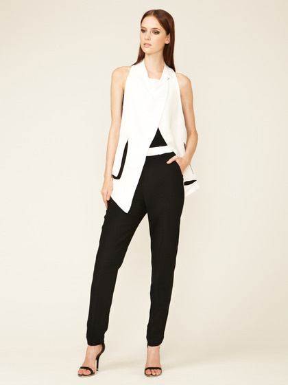Helmut Lang Silk Wool Gauze Tapered Pant #fashion #suit #white #black