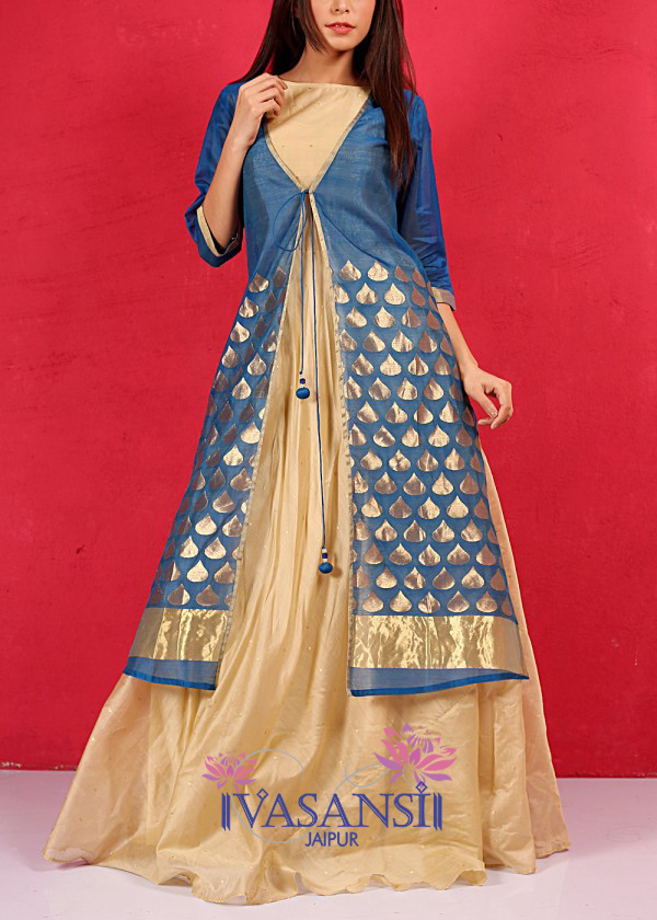 Vasansi Blue Handloom Fusion Wear