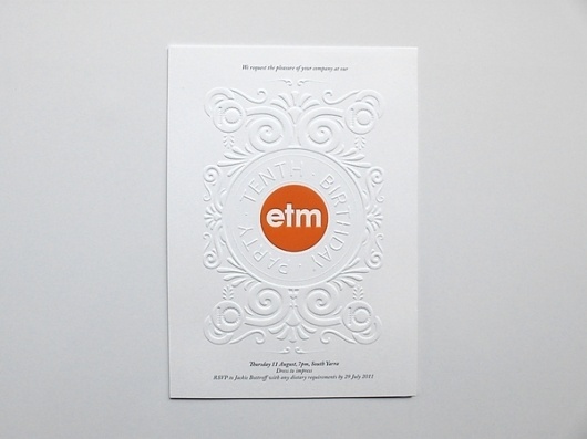 ETM on the Behance Network #cover #letterpress #branding #etm