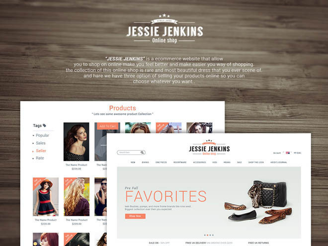 Jessie Jenkins : Free Fashion Ecommerce PSD Template