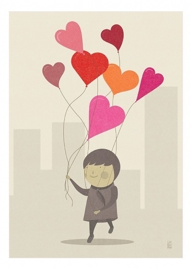 The Love Balloons Print by Judykaufmann on Etsy #heart #happy #judy #balloons #illustration #kaufmann #love