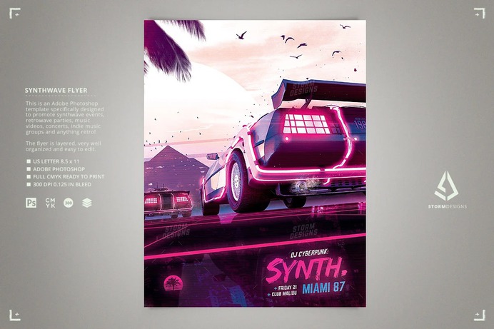 Synthwave Flyer v2 - Neon Dreams Poster
