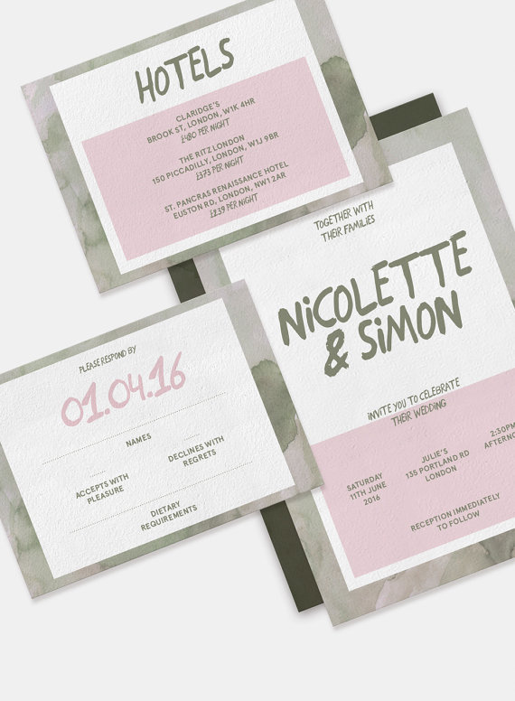 #wedding #invitation #watercolour #typography #minimalist #contemporary #designer #paper #craft