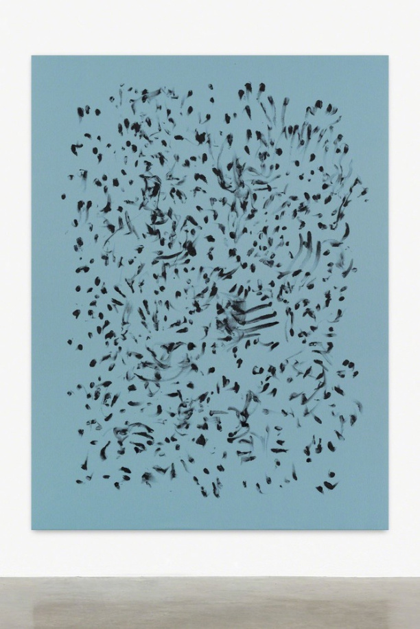 Donna Huanca, Cosmetic Painting #10, 2015, mascara, oil on wool, 185 x 140 cm