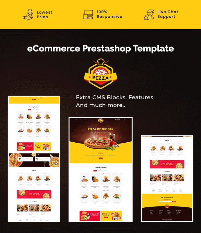 #Pizza - #Fast Food & #Restaurant Store - #Prestashop #Responsive #Theme | #TemplateTrip #eCommerce #Website #Template