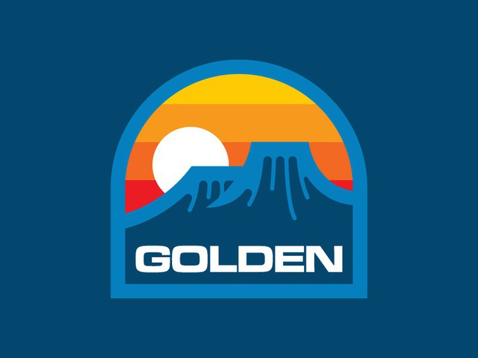 Golden Opportunity adventure vintage sunrise mountains hiking retro simple patch badge outdoors colorado logo