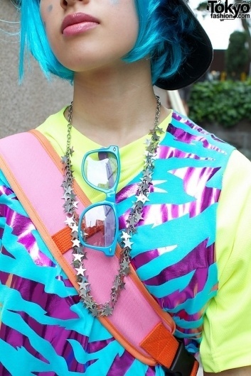 Blue Hair & Matching Galaxxxy Top #fashion #tokyo #harajuku #style