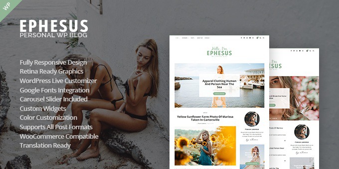 Ephesus Personal Blog WordPress Theme