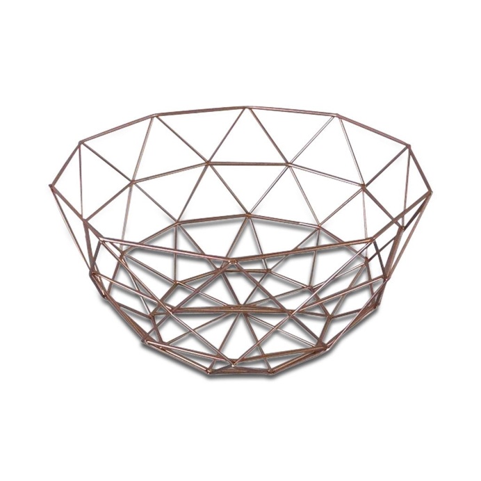 Geometric Wire Metallic Copper Flat Lay Basket/Tray, Set of Two 30cm x 17cm, 26cm x 14cm