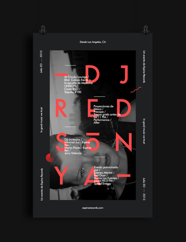 Dj Red Sonya Flyer #red #party #music #space #grid #poster #modernism #new