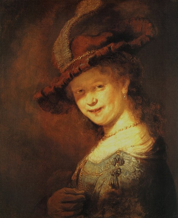 Rembrandt with amazing painting "Portrait of Laughing Saskia Riant" #oil #painting #paintings