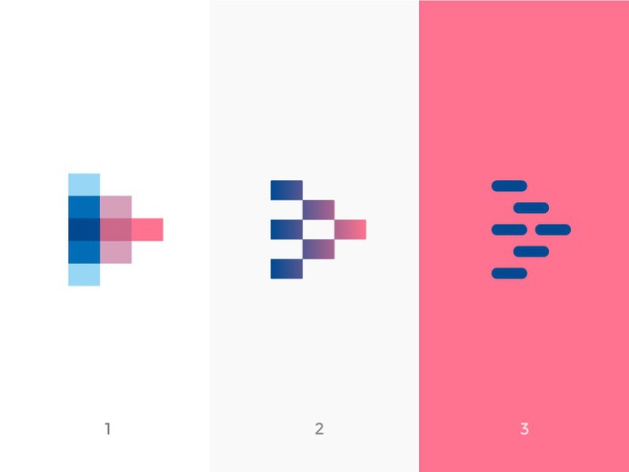 Arrow logo versions for headbits (wip) square simplification reducing monogram icon wordmark pixel gradient mark software strategy technology monogram lettering consulting chess pattern letter h head bits headbits arrow play consult forward progress leader