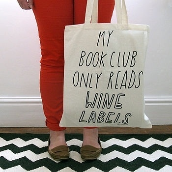 swissmiss | Book Club Tote Bag #tote #labels #my #book #wine #only #reads #club
