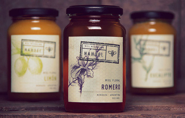 Nahuel Floral Honey #stamp #packaging #icon #classic #bee #floral #vintage #honey #logo