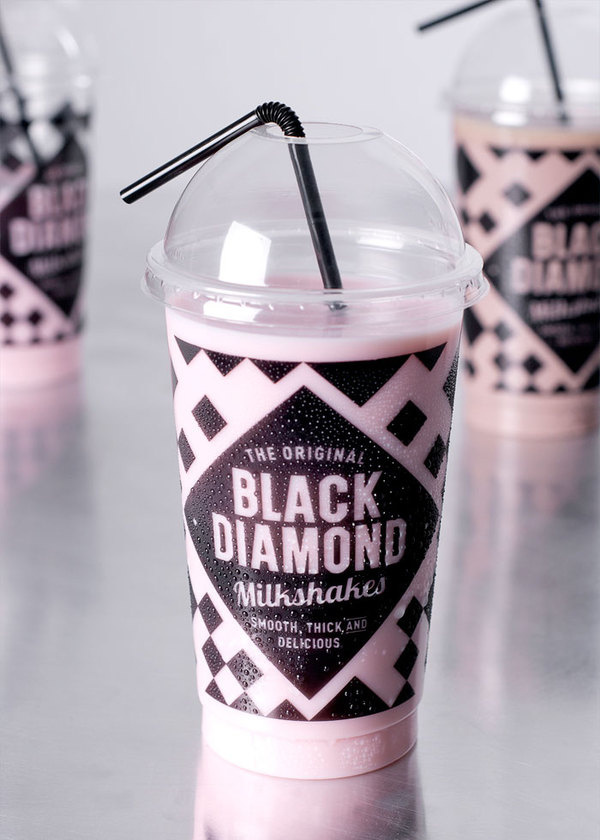 black diamond shake > Buddy Creative #1950s #typography #type #branding #identity #diamonds #sweet #milkshakes