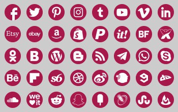 Round transparent background basic social icons bordo colour