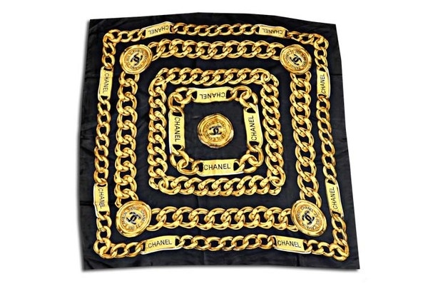 Chanel Caviar Black Silk Scarf #scarf #cambon #chain #chanel #gold #rue