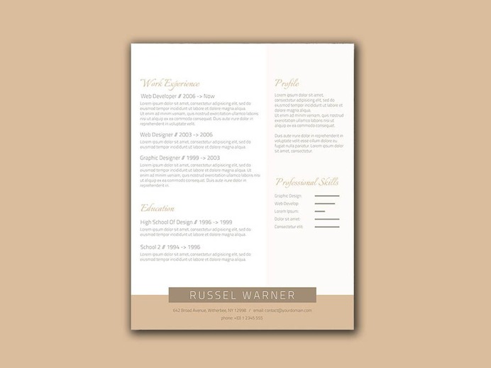 Free Elegant Resume Template with Gold Color Scheme