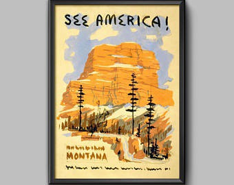See America Poster: Vintage Montana Travel Print | Etsy