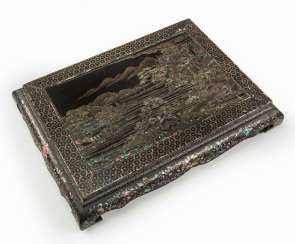 Black lacquer stand with mother-of-pearl inlays