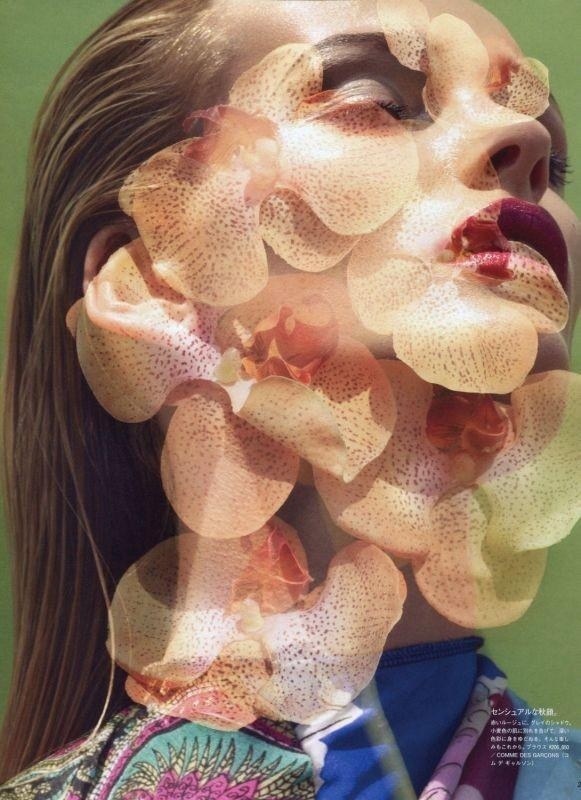 This Soft Embrace (Vogue Japan) #slve #portraits #sundsb #double #exposures #fashion #overlay #flowers