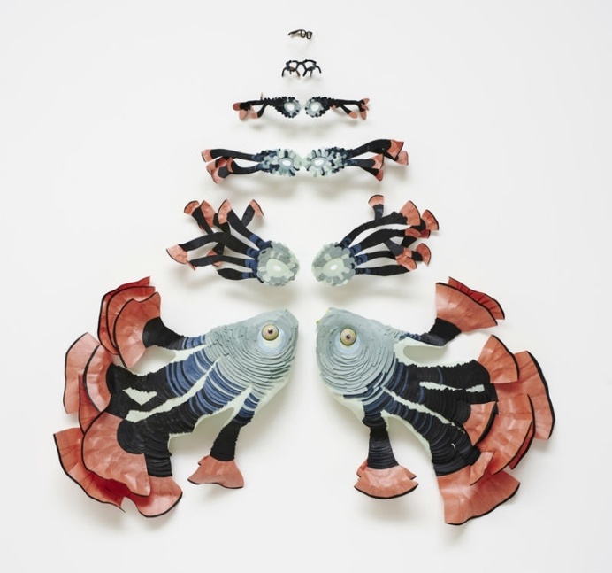 paper, fish, metamorphosis, sculpture