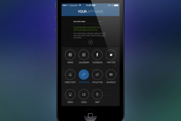 Iphone app style screen Free Psd. See more inspiration related to Mockup, Mobile, Iphone, Mock up, News, App, Psd, Mobile app, Screen, Dark, Simple, Style, Horizontal and Ios7 on Freepik.