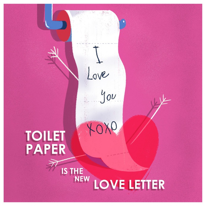 toilet paper love letter illustration quarantine arts