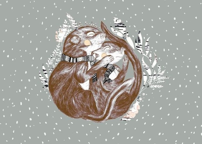 www.larabispinck.com #plants #sleeping #squirrel #snow #illustration #animals #winter