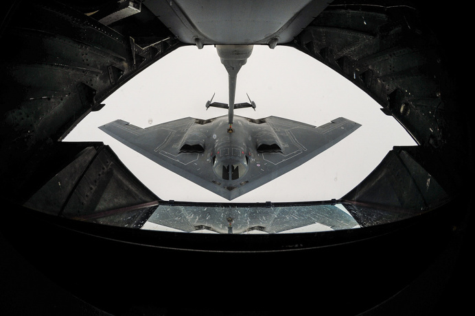 stealth, bomber, refuel, stealth bomber, flying, flight, in flight, wide angle