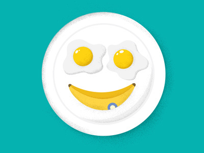 #illustration #kids #children #banana #breakfast #eggs #fun #funny #plate #smiley #smile