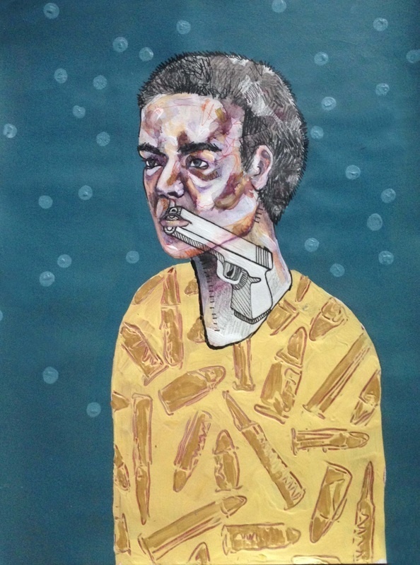 Words are Weapons - Katie Melrose #words #bullets #portrait #guns #man