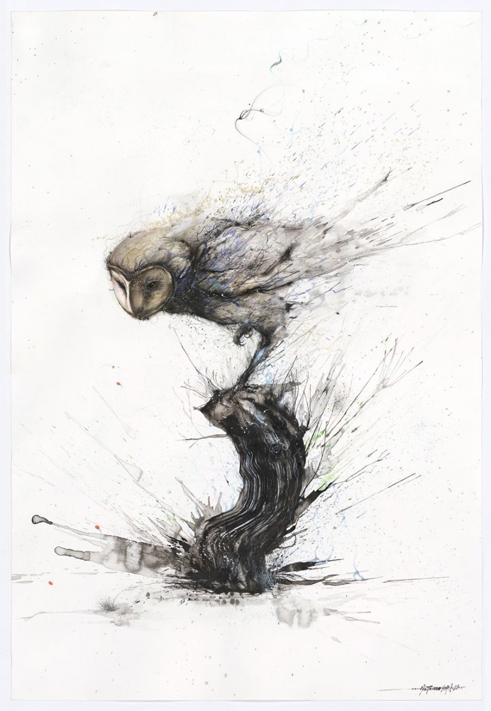 Explosive Splattered Ink Animal Paintings by Hua Tunan