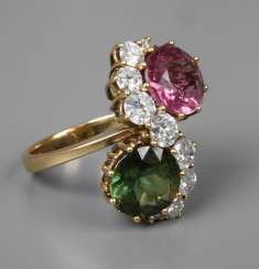 Ladies ring with tourmaline and brilliant-cut diamonds of 1.95 ct