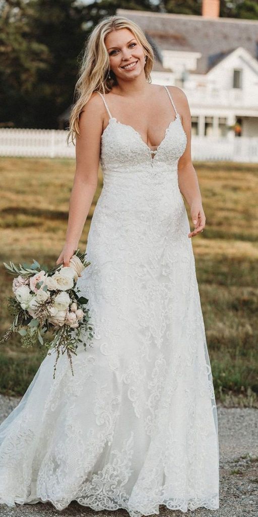 lace plus size wedding a line with spaghetti straps sweetheart neckline dresses allure bridals