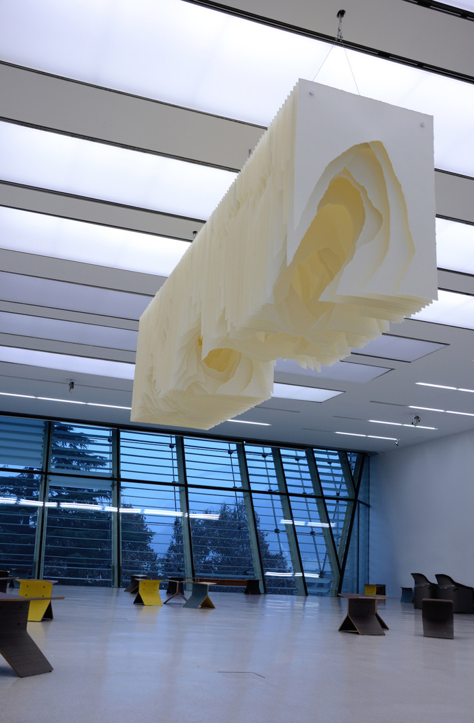 paper, sculpture, installation, cut, tunnel, cave