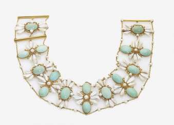 COLLIER DE CHIEN WITH PEARLS AND TURQUOISE