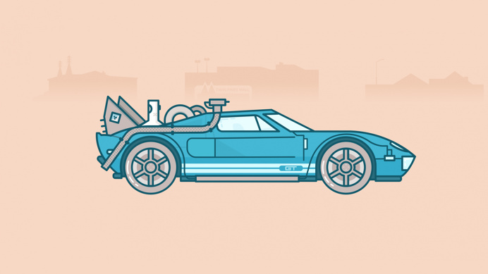 Back to the future car illustration - www.lucasjubb.co.uk
